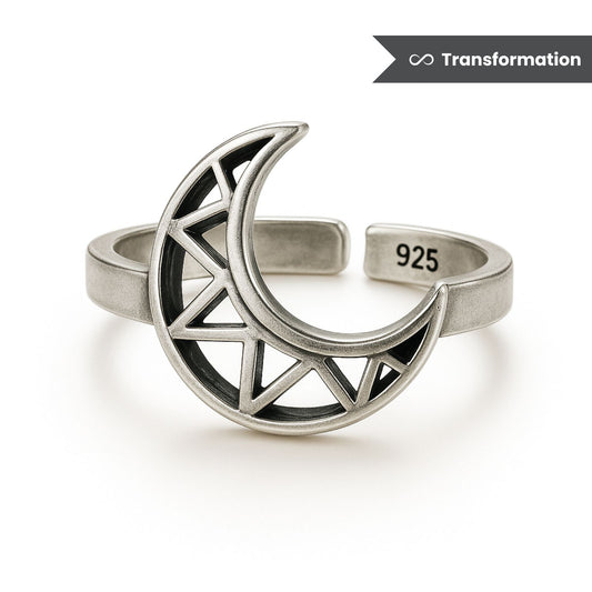 Silver Moon Transformation Charm Ring