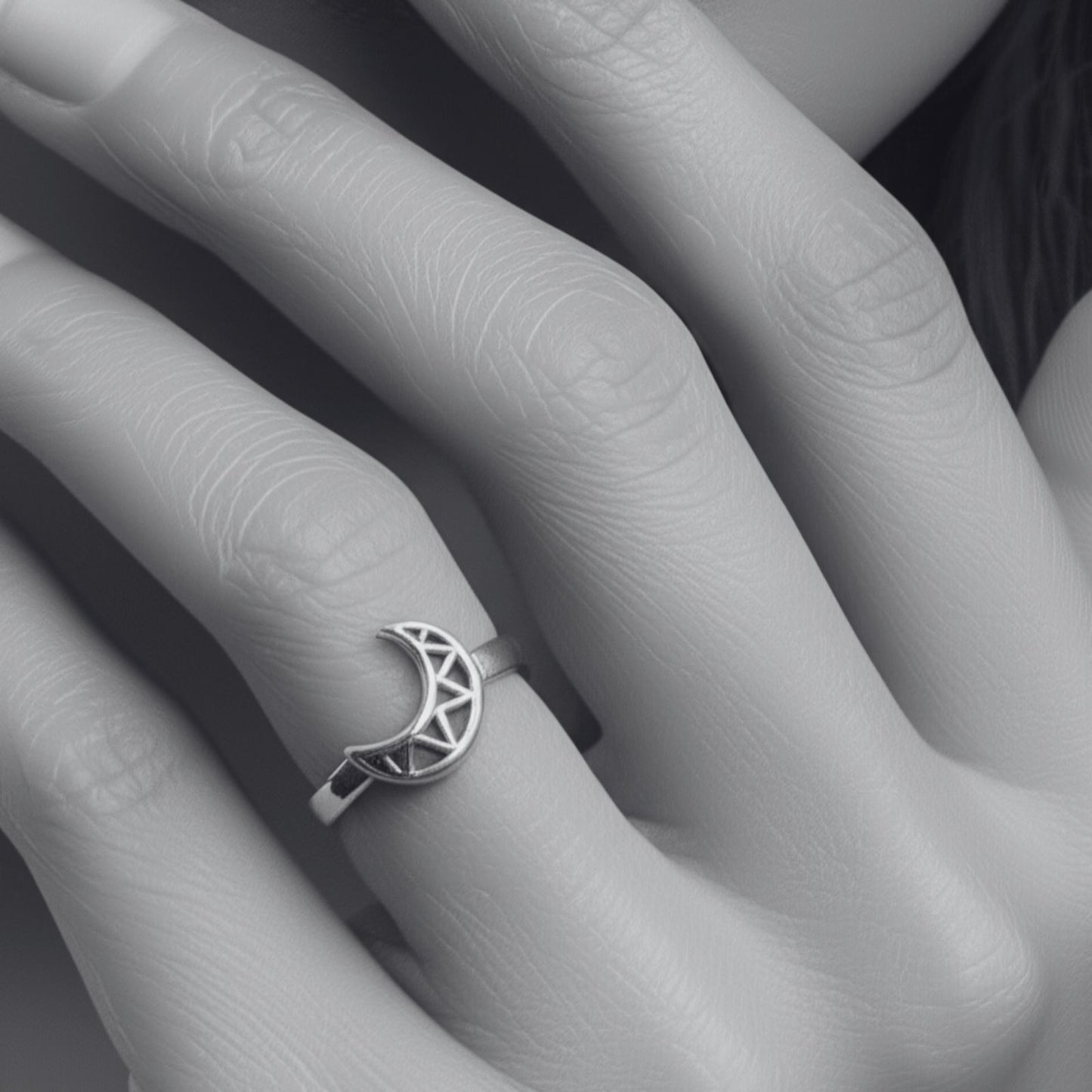 Silver Moon Transformation Charm Ring