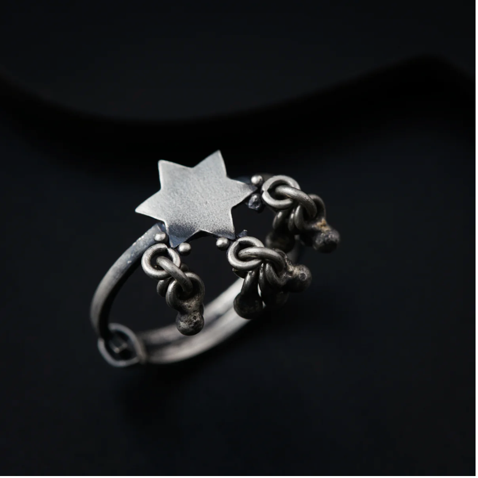 Silver Ghungroo Star Success Charm Ring