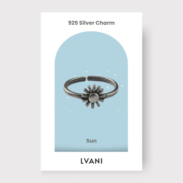 Silver Mini-Sun Positivity Charm Ring (Adjustable)