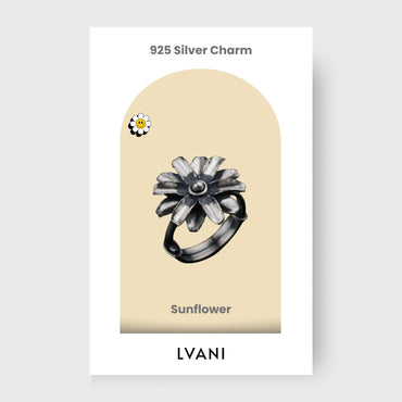 Silver Sunflower Positivity Charm Ring