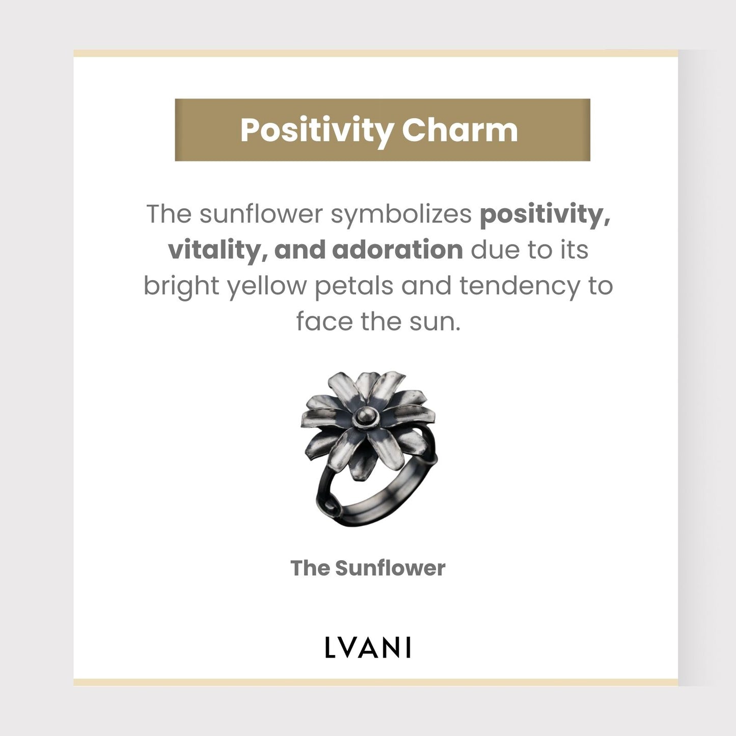 Silver Sunflower Positivity Charm Ring