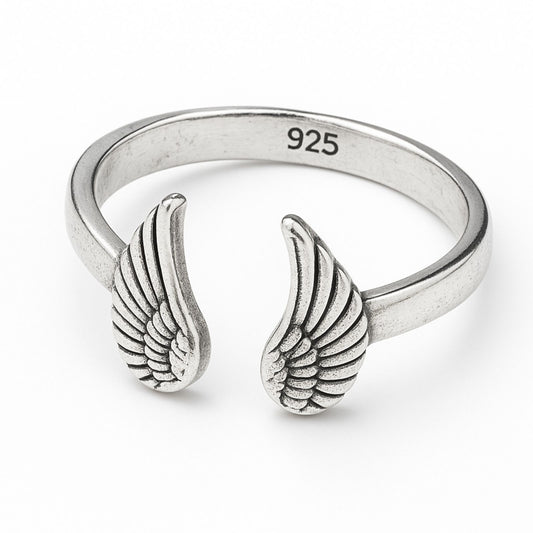 Silver Wings Success Charm Ring (Adjustable)