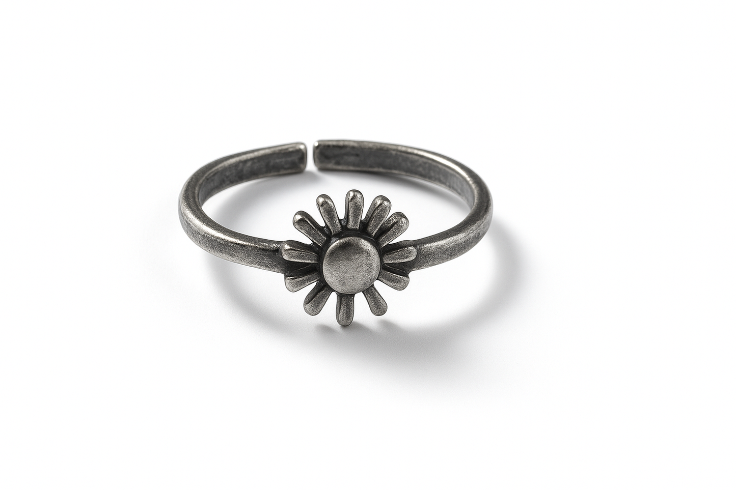 Silver Mini-Sun Positivity Charm Ring (Adjustable)