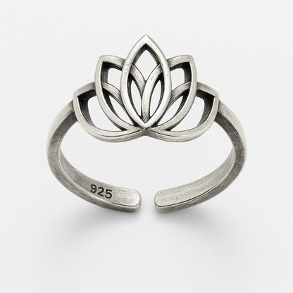 Silver Lotus Spiritual Charm Ring