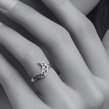 Silver Moon Transformation Charm Ring