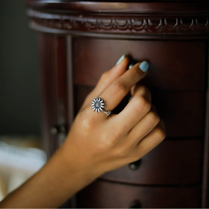 Silver Sun Positivity Charm Ring