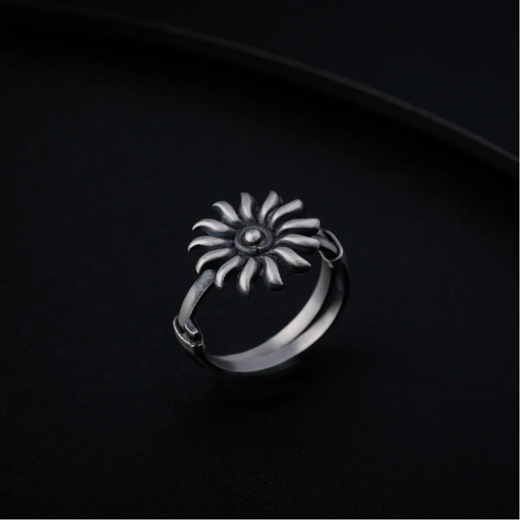 Silver Sun Positivity Charm Ring
