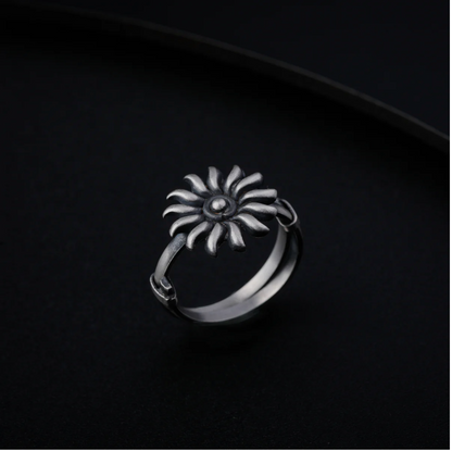 Silver Sun Positivity Charm Ring