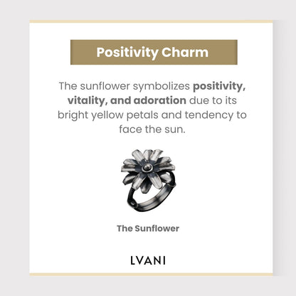 Silver Sunflower Positivity Charm Ring